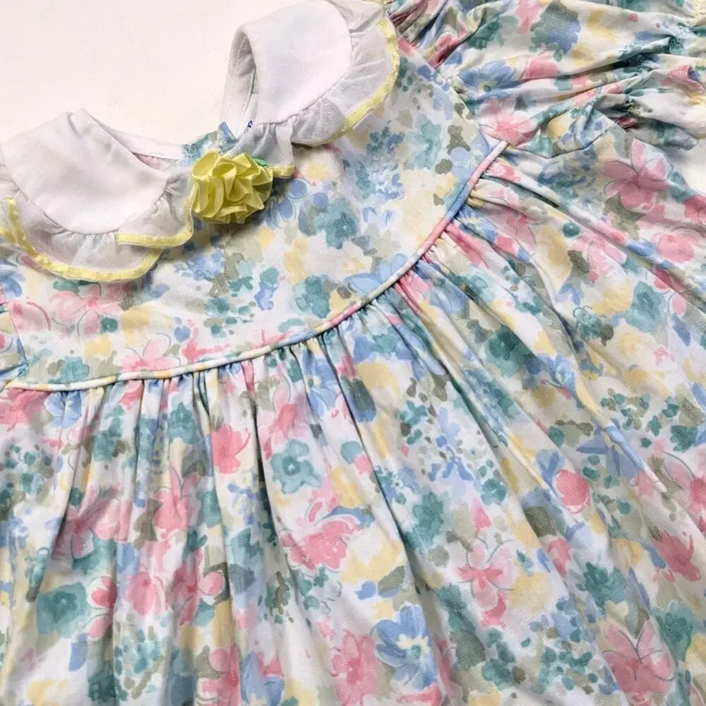Vintage Bryan Dress Girls Size 18-24m Floral Frilly